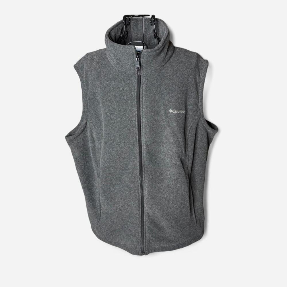 Columbia Women's Plus Size 2X Benton Springs Fleece Vest Heather Grey Full Zip